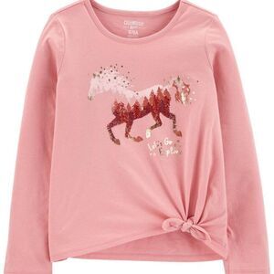 OshKosh Pink Horse‎ Let's Explore Tie-Front Long Sleeve Shirt Top Size 5 New